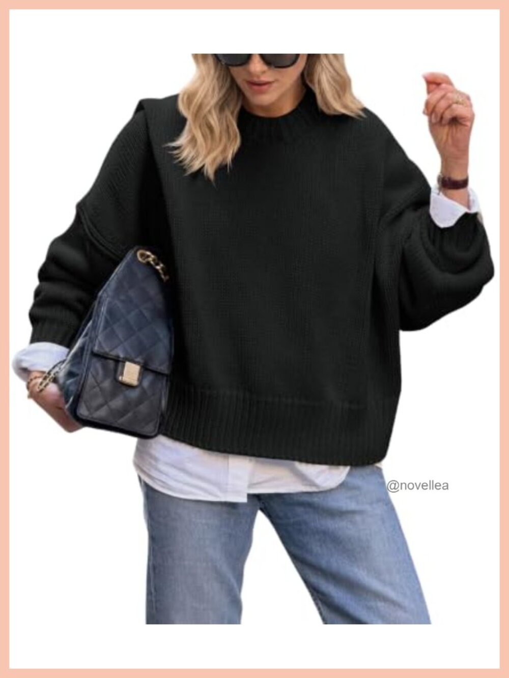 Oversized Chunky Knit Crew Neck Pullover Sweater